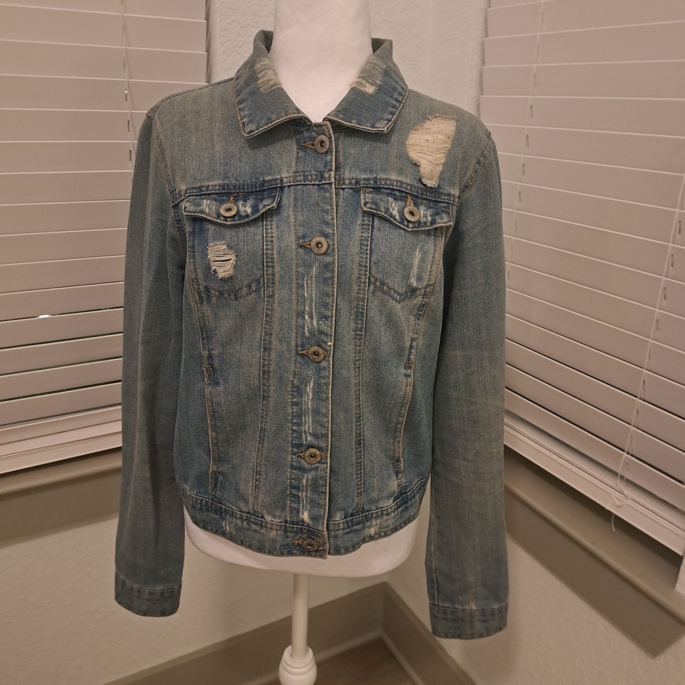 Ci Sono Light Blue Distressed Jean Jacket